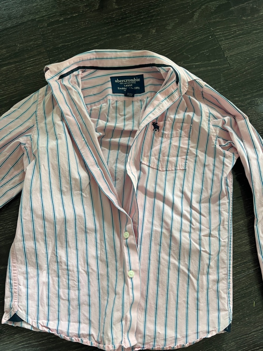 Abercrombie & Fitch Pink Shirt with Blue and White Stripes